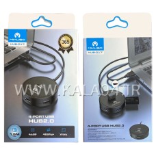 هاب MIKUSO HUB-017 / دارای 4 پورت USB 2.0 پشتبانی 480MB / کابل 1.5 سانتی بسیار ضخیم و فوق العاده مقاوم / تک پک جعبه ای